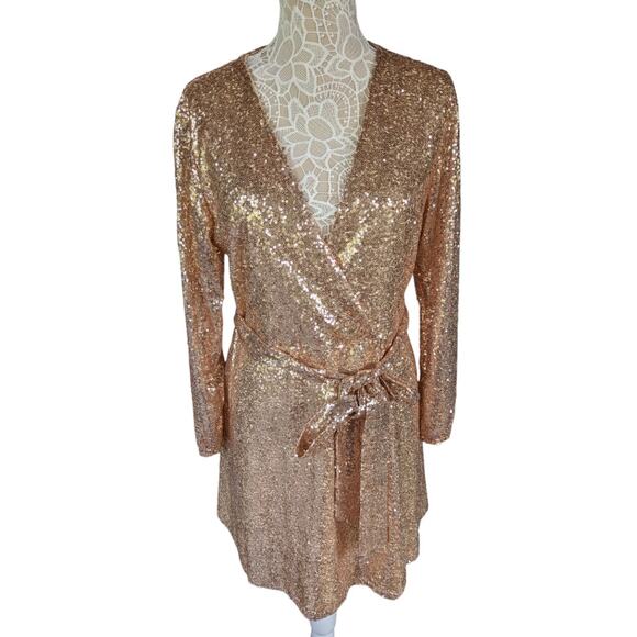 Showpo. Three of Us rose gold sequin dress - Picture 3 of 9